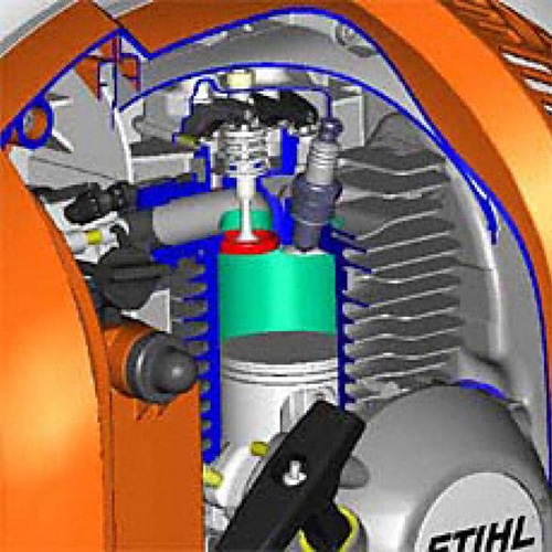 <b>MOTOR STIHL 4-MIX®</b>
O motor STIHL 4-Mix® é um motor a 4 tempos sem circuito de óleo, mais compacto, leve e com menor manutenção. Mantém alta potência, som agradável e está em conformidade com a Fase V da diretiva UE sobre emissões.